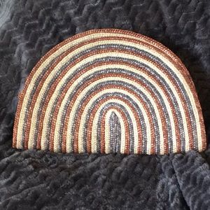 Vintage basket weave straw purse clutch tote